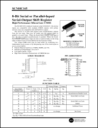 SL74HC165N datasheet: 8-bit serial or parallel-input/serial-output shift register. High-performance silicon-gate CMOS. SL74HC165N