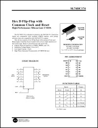 SL74HC174D datasheet: Hex D flip-flop with common clock and reset. High-performance silicon-gate CMOS. SL74HC174D