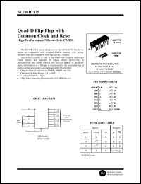 SL74HC175D datasheet: Quad D flip-flop with common clock and reset. High-performance silicon-gate CMOS. SL74HC175D