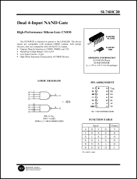 SL74HC20N datasheet: Dual 4-input NAND gate. High-performance silicon-gate CMOS. SL74HC20N