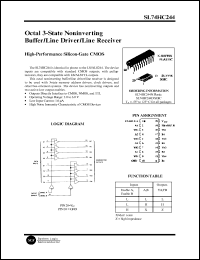 SL74HC244D datasheet: Octal 3-state noninverting buffer/line driver/line receiver. High-performance silicon-gate CMOS. SL74HC244D