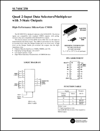 SL74HC258N datasheet: Quad 2-input data selector/multiplexer with 3-state outputs. High-performance silicon-gate CMOS. SL74HC258N