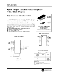 SL74HC258D datasheet: Quad 2-input data selector/multiplexer with 3-state outputs. High-performance silicon-gate CMOS. SL74HC258D