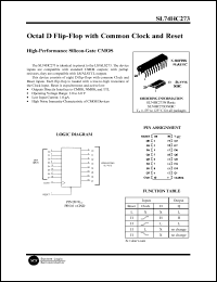 SL74HC273N datasheet: Octal D flip-flop with common clock and reset. High-performance silicon-gate CMOS. SL74HC273N