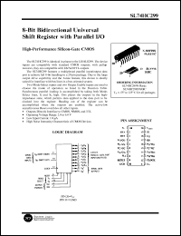 SL74HC299D datasheet: 8-bit bidirectional universal shift register with parallel I/O. High-performance silicon-gate CMOS. SL74HC299D