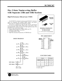 SL74HC367N datasheet: Hex 3-state noninverting buffer with separate 2-bit and 4-bit sections. High-performance silicon-gate CMOS. SL74HC367N