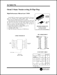 SL74HC374N datasheet: Octal 3-state noninverting transparent D flip-flop. High-performance silicon-gate CMOS. SL74HC374N