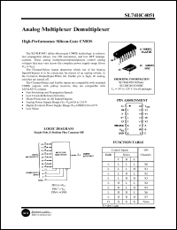 SL74HC4051N datasheet: Analog multiplexer demultiplexer. High-performance silicon-gate CMOS. SL74HC4051N