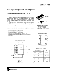 SL74HC4052D datasheet: Analog multiplexer/demultiplexer. High-performance silicon-gate CMOS. SL74HC4052D