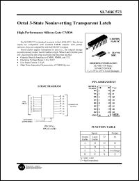 SL74HC573N datasheet: Octal 3-state noninverting transparent latch. High-performance silicon-gate CMOS. SL74HC573N