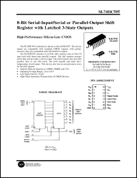 SL74HC595D datasheet: 8-bit serial-input/serial or parallel-output shift register with latched 3-state outputs. High-performance silicon-gate CMOS. SL74HC595D