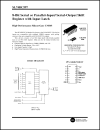 SL74HC597N datasheet: 8-bit serial-input/serial or parallel-output shift register with input latch. High-performance silicon-gate CMOS. SL74HC597N