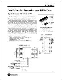 SL74HC652D datasheet: Octal 3-state bus transceiver and D flip-flop. High-performance silicon-gate CMOS. SL74HC652D