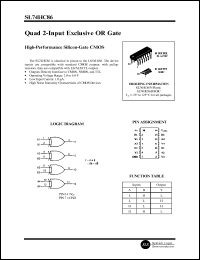 SL74HC86N datasheet: Quad 2-input exlusive OR gate. High-performance silicon-gate CMOS. SL74HC86N