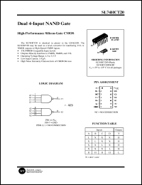 SL74HCT20N datasheet: Dual 4-input NAND gate . High-performance silicon-gate CMOS. SL74HCT20N