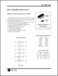 SL74HCU04N datasheet: Hex unbuffered inverter. High-performance silicon-gate CMOS. SL74HCU04N