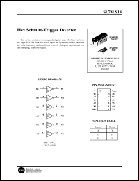 SL74LS14N datasheet: Hex schmitt-trigger inverter. SL74LS14N