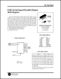 SL74LS164N datasheet: 8-bit serial-input/parallel-output shift register. SL74LS164N