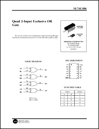 SL74LS86N datasheet: Quad 2-input exlusive OR gate SL74LS86N