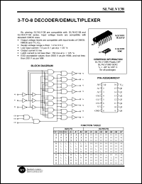 SL74LV138N datasheet: 3-to-8 decoder/demultiplexer. SL74LV138N
