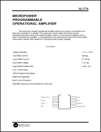 SL1776 datasheet: Micropwer programmable operational amplifier. SL1776