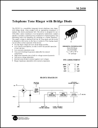 SL2418D datasheet: Telephone tone ringer with bridge diode. SL2418D