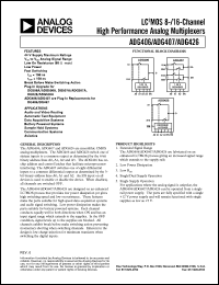 ADG406BN datasheet: LC2MOS 8-/16-channel high performance analog multiplexers ADG406BN