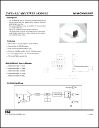 MIM-0KM1BKF datasheet: Infrared receiver module, TTL and CMOS compatibility, 32.7KHz MIM-0KM1BKF