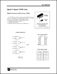 SL74HC02N datasheet: Quad 2-Input NOR Gate SL74HC02N