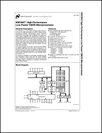NSC800E-1I datasheet: High-performance low-power CMOS microprocessor, 1.0 MHz NSC800E-1I