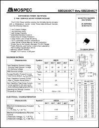 SBD2045CT datasheet: Switchmode power rectifier, 45V, 20A SBD2045CT