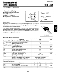 IRF634 datasheet: Power MOSFET IRF634