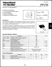 IRFZ46 datasheet: Power MOSFET IRFZ46