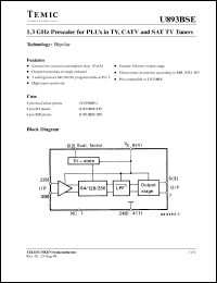 U893BSE-FP datasheet: 1.3 GHz prescaler for PLLs in TV, CATV and SAT TV tuners U893BSE-FP