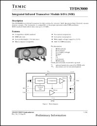 TFDS3000 datasheet: Integrated infrared transceiver module IrDA (SIR) TFDS3000