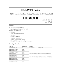 HM62V256LTM-10 datasheet: 32,768-word x 8-bit low voltage operation CMOS static RAM, 100ns HM62V256LTM-10