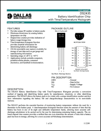 DS2435S datasheet: Battery identification chip with time/temperature histogram DS2435S