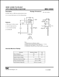 MID-14H22 datasheet: Side look package NPN photodetector MID-14H22