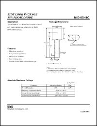 MID-85H1C datasheet: Side look package PIN photodiode MID-85H1C