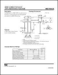 MID-94A3L datasheet: Side look package PIN phototransistor MID-94A3L