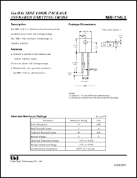 MIE-114L3 datasheet: GaAlAs infrared emitting diode MIE-114L3