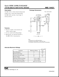 MIE-144G1 datasheet: GaAs infrared emitting diode MIE-144G1