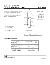 MIE-304H4 datasheet: GaAlAs infrared emitting diode MIE-304H4