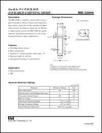 MIE-334H4 datasheet: Infrared emitting diode MIE-334H4