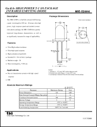 MIE-524H4 datasheet: High power infrared emitting diode MIE-524H4