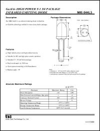 MIE-544L3 datasheet: High power infrared emitting diode MIE-544L3