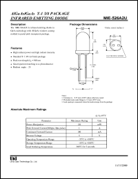 MIE-526A2U datasheet: Infrared emitting diode MIE-526A2U