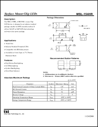 MSL-154HR datasheet: Surface mount chip LED MSL-154HR