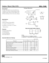 MSL-194B datasheet: Surface mount chip LED MSL-194B