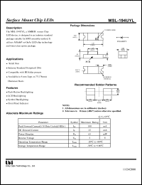 MSL-194UYL datasheet: Surface mount chip LED MSL-194UYL
